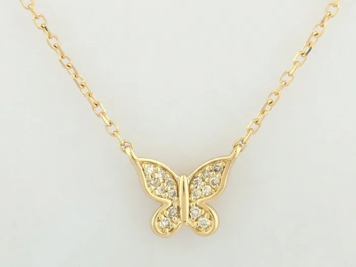 Necklace with pendant - 14 kt. Yellow gold - 0.04ct. tw. Diamond (Natural)