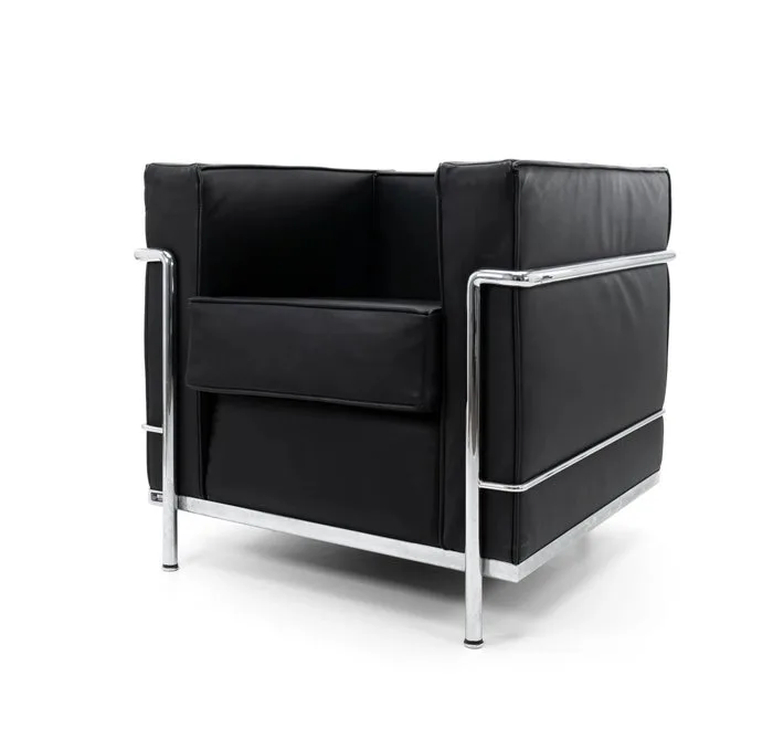 Cassina - Le Corbusier - Armchair - LC2 - Stainless steel, Synthetic leather