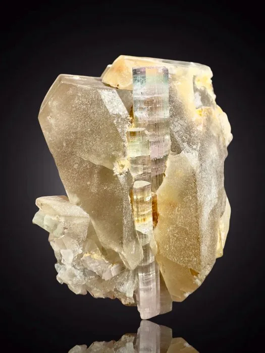 TOP! Triple watermelon tourmaline, incredible formation and quality Mineral Collection - Height: 5.7 cm - Width: 5.1 cm- 99 g - (1)
