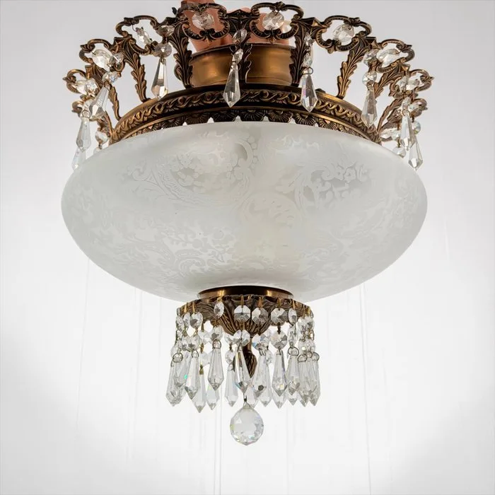 Ceiling lamp - Spider Tears - Brass - Hand-Carved Crystal