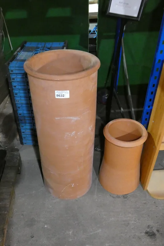 VAT 2 x Various terracotta chimney pots, heights vary up to approx