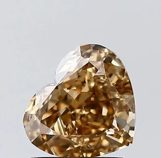 1 pcs Diamond (Natural coloured) - 1.50 ct - Heart - Fancy deep Brown Yellow - VS1 - Gemological Institute of America (GIA)