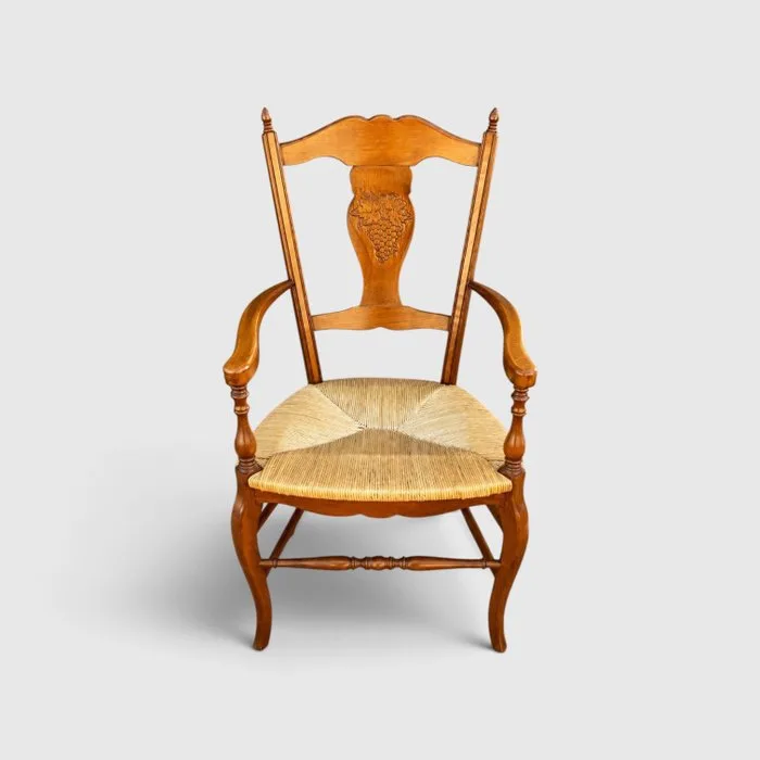 Fauteuil - fruitier wood, rush - Provincial-style armchair