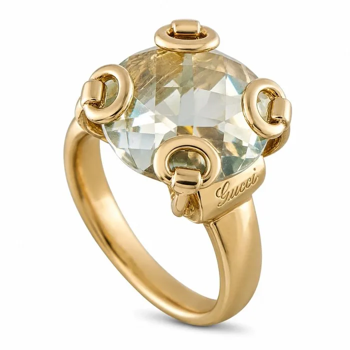 Gucci - Ring - 18 kt. Yellow gold, GUCCI Horsebit 18K Yellow Gold Topaz Ring