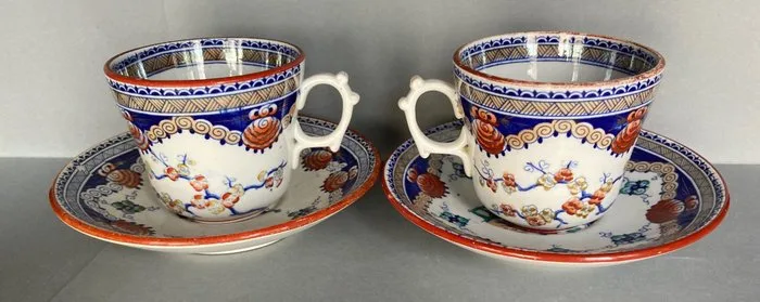 Sarreguemines - Cup and saucer (4) - Décor Chinois - Earthenware