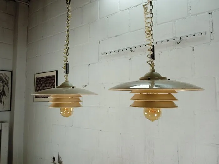 Hanging lamp (2) - Space Age Tiered Pendant Lamps - Metal, Plastic
