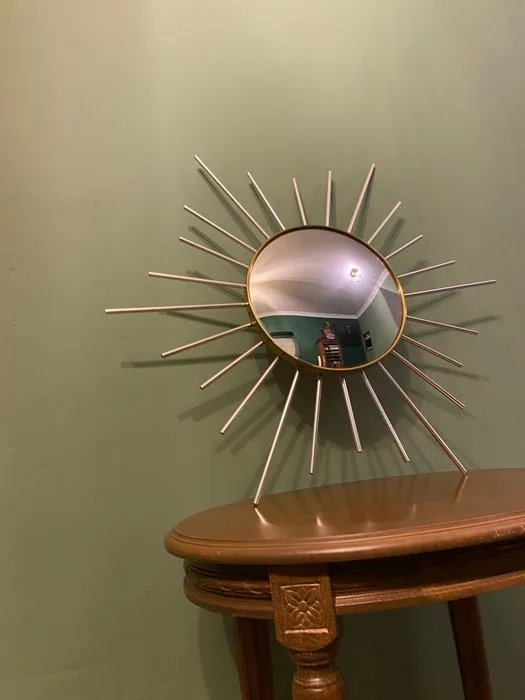 Mirror - Brass, Glass, Wood - Bolle convex sun mirror