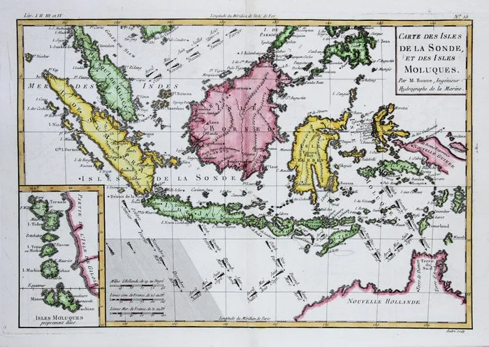 Indonesia - Indonesia - Maluku.; Rigobert Bonne, - Carte des Isles de la Sonde et des Isles Moluques - 1781-1800