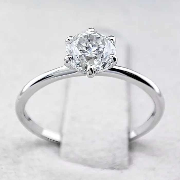 Ring - 14 kt. White gold, E/SI - 0.92ct. tw. Diamond (Natural)