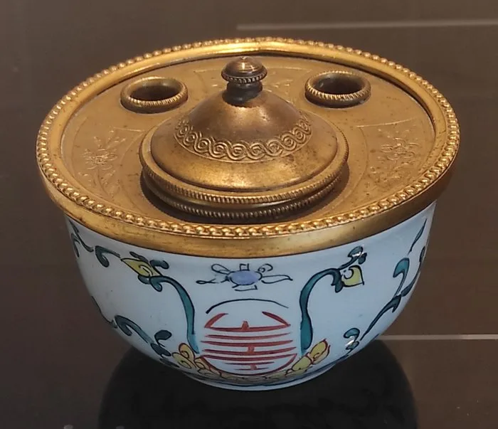 Inkwell - Francia/Cina XIX-XX sec - Porcelain, Bronze