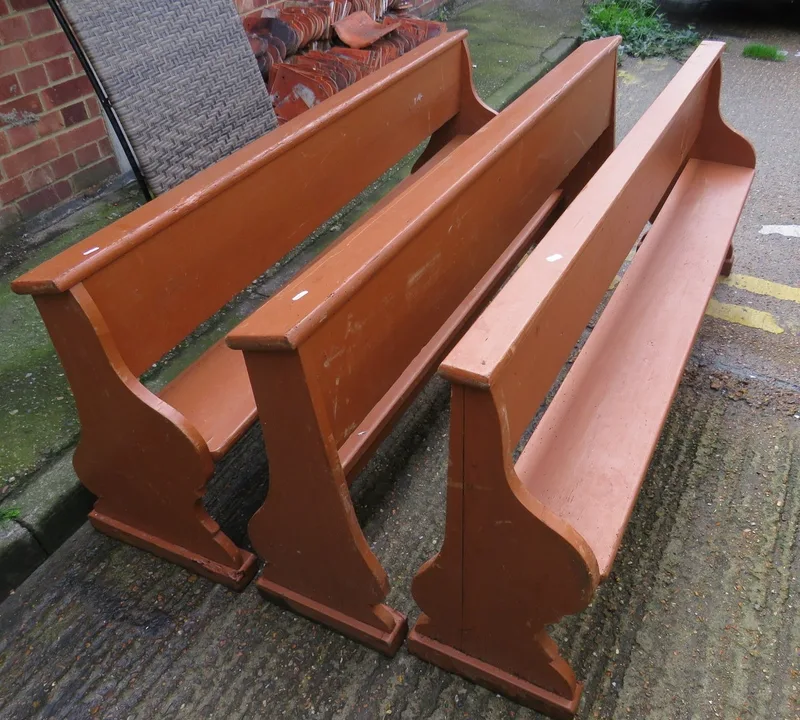Vintage Church Benches/Pews & backs, 2 for kneeling approx.