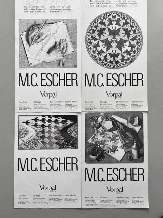 M.C. Escher - Set van vier Vorpal Gallery Soho New York - 1970s