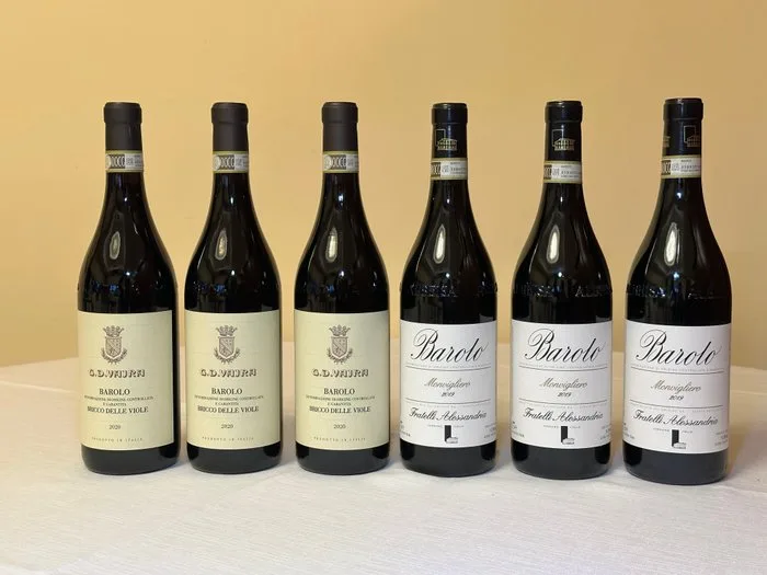 2020 x3 G.D. Vajra Bricco delle Viole & 2019 x3 Fratelli Alessandria Monvigliero - Barolo DOCG - 6 Bottles (0.75L)