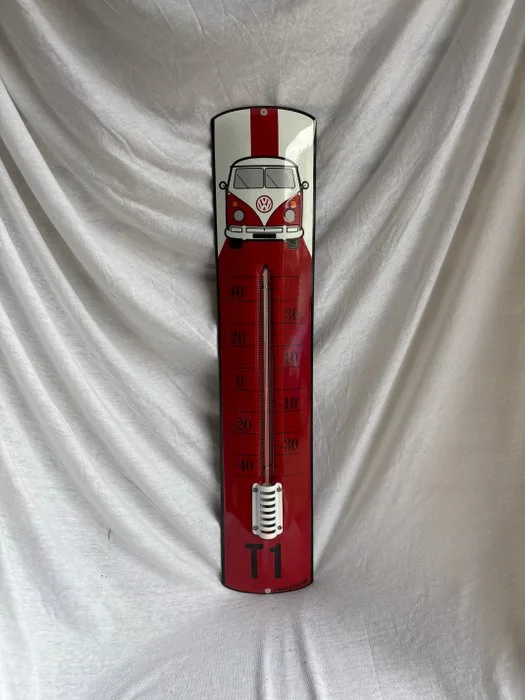 Volkswagen T1 Bus Emaille Thermometer – Rood – Limited Edition – Automobilia - Thermometer - Enamel