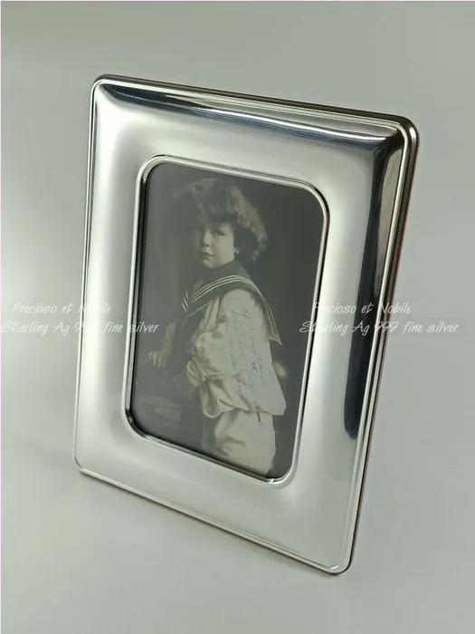 Picture frame - Photograph frame Ag 999 fine silver laminate - real wooden back - outer size 14.5 x 18.5 cm