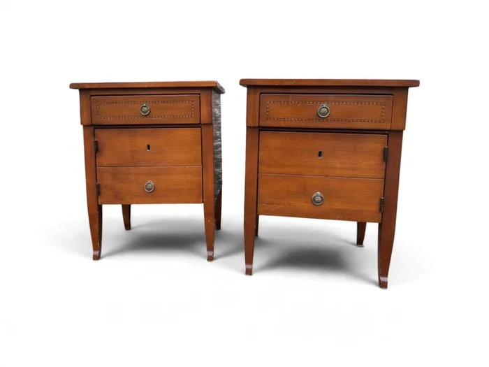 Verart - Nightstand (2) - Walnut - Pair of bedside tables