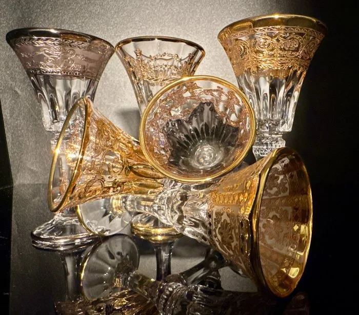 La Maison du Lia - Liquor set for 6 (6) - Personal collection of shot glasses - 24kt gold