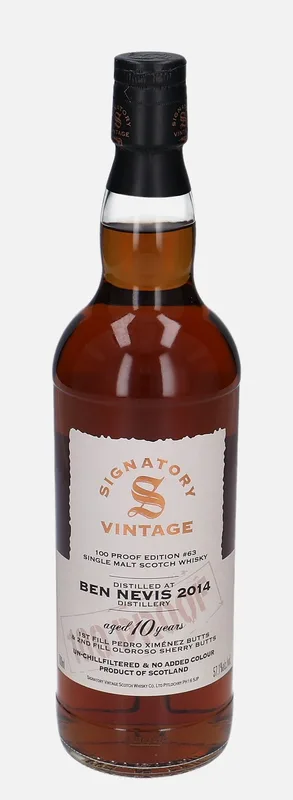 Ben Nevis – 2014 10 Year Old Signatory Vintage Scotch Whisky Co. 100 Proof Edition #63