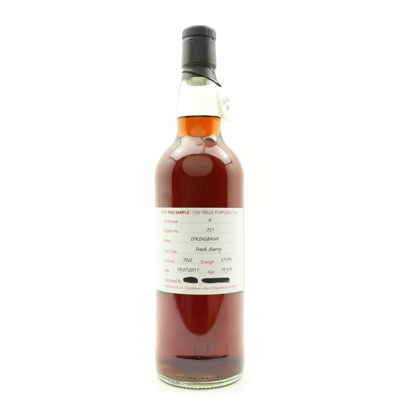 Springbank – 2011 14 Year Old Duty Paid Sample (70cl, 57.9%)