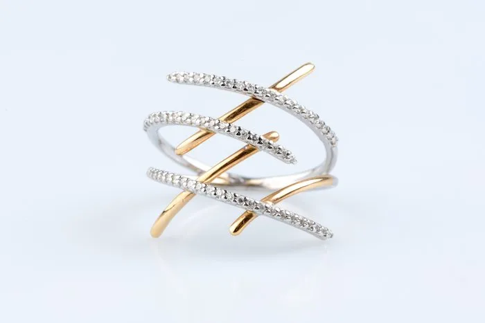 Ring - 18 kt. Yellow gold, White gold - 0.33ct. tw. Diamond (Natural)