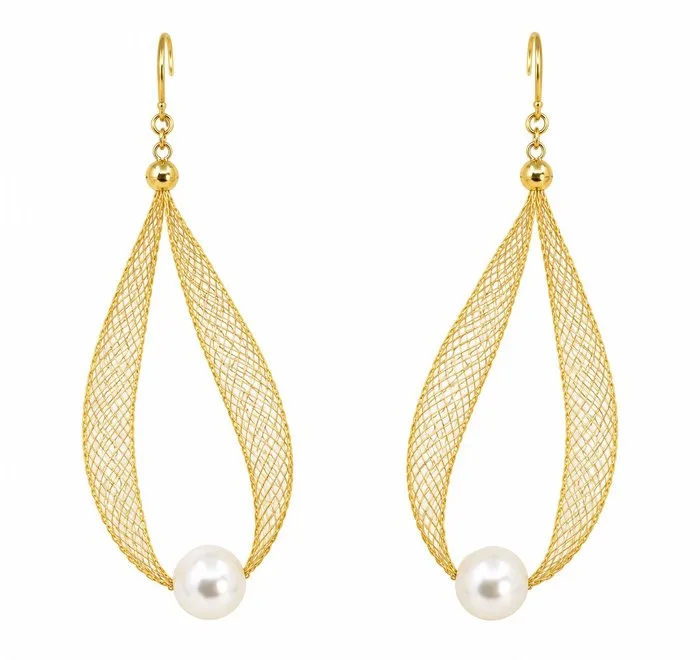 Earrings - 18 kt. Yellow gold - 6.8mm Akoya Pearls
