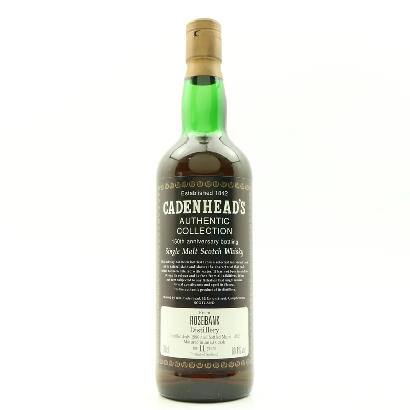 Rosebank – 1980 11 Year Old Cadenhead’s 150th Anniversary Bottling (70cl, 60.1%)