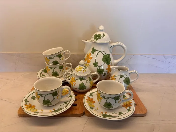 Villeroy & Boch - Coffee service (11) - Geranium - Porcelain, vitro porcelain - Beautiful coffee service