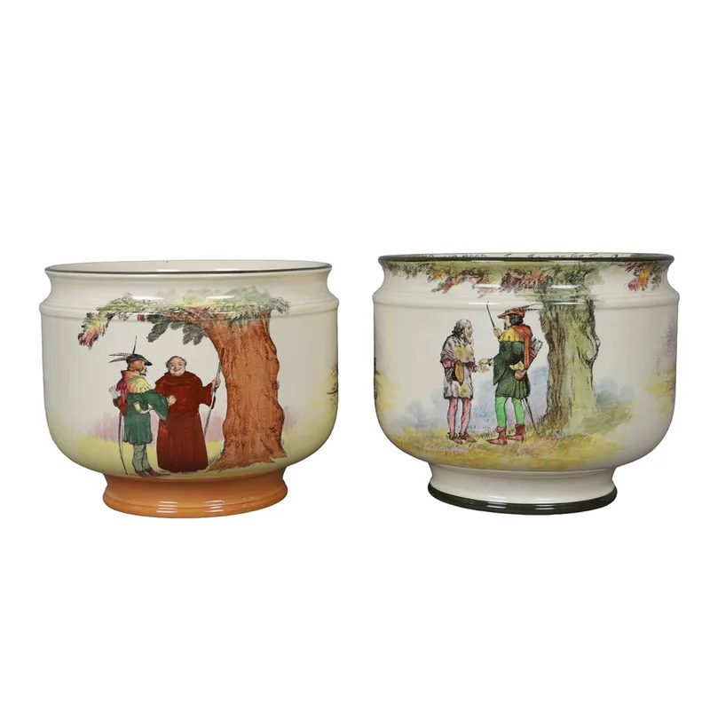 A Near Pair of Royal Doulton 'the Greenwood Tree' Jardinieres (2)
