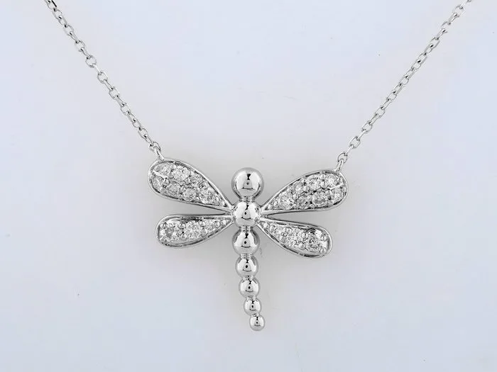 Necklace with pendant - 14 kt. White gold - 0.27ct. tw. Diamond (Natural)