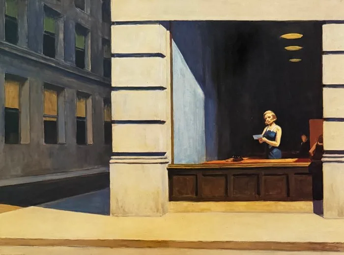 Edward Hopper - “New York Office, 1962”. Gesigneerd in de plaat