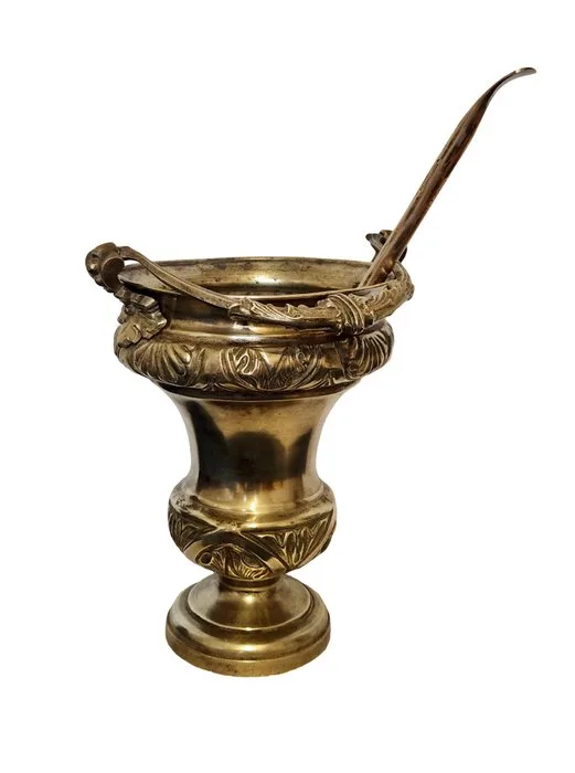 Maison Chevillard - Holy water bucket (sprinkler) and its brush - Bronze - 1920-1930