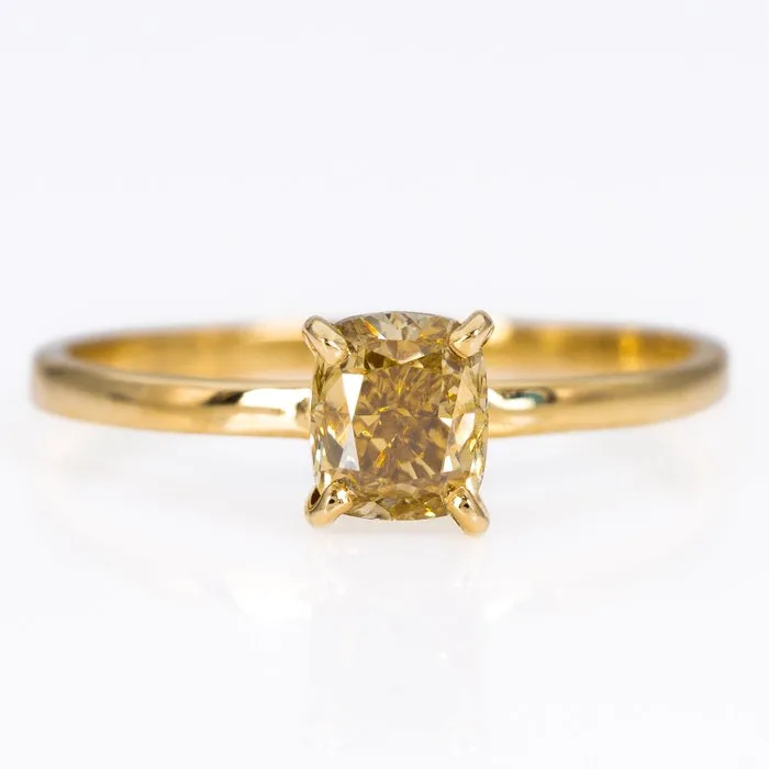 Ring - 14 kt. Yellow gold - 1.01ct. tw. Diamond (Natural coloured) - IGI