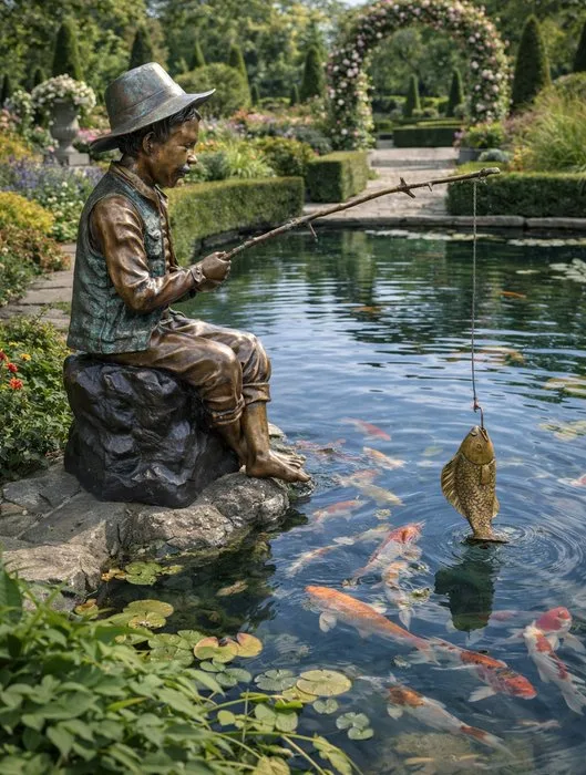 Statue, XL Bronze Fisherman - 70 cm - Bronze - 2026