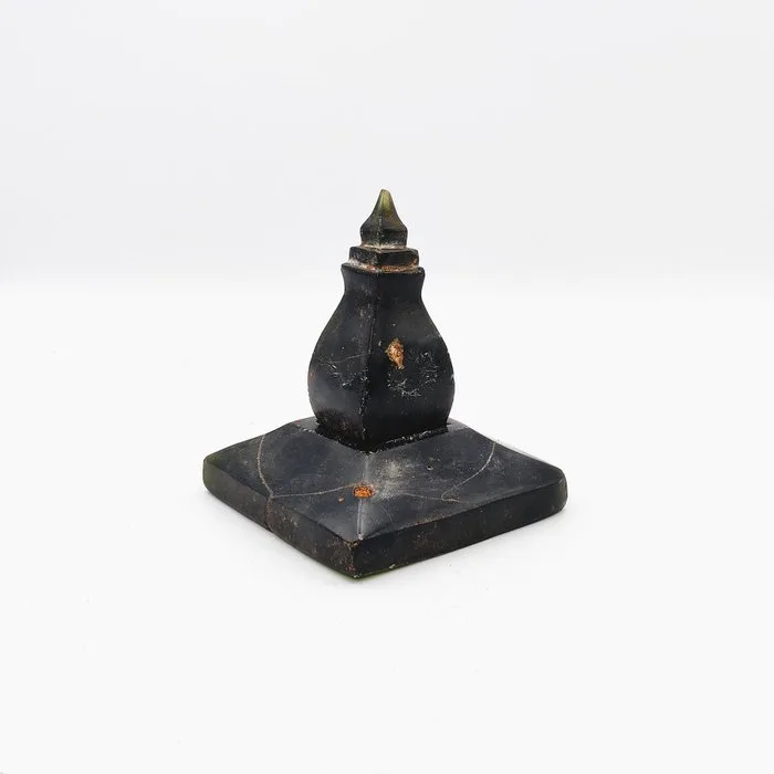 Ancient Indochinese, Laos Luang Prabang Green Archaic Glass Rare 2 Pieces Ritual Buddhist Relic Stupa Bead Talisman - 110 mm