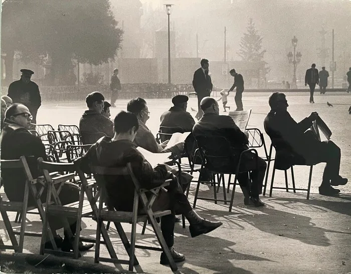 Jean Ribiere (1922 - 1989) - Barcelone - Place de Catalogne - Le calme du dimanche matin - 1960