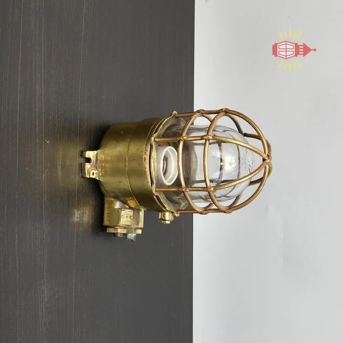 Ceiling lamp - Brass, Glass - Cage Lamp