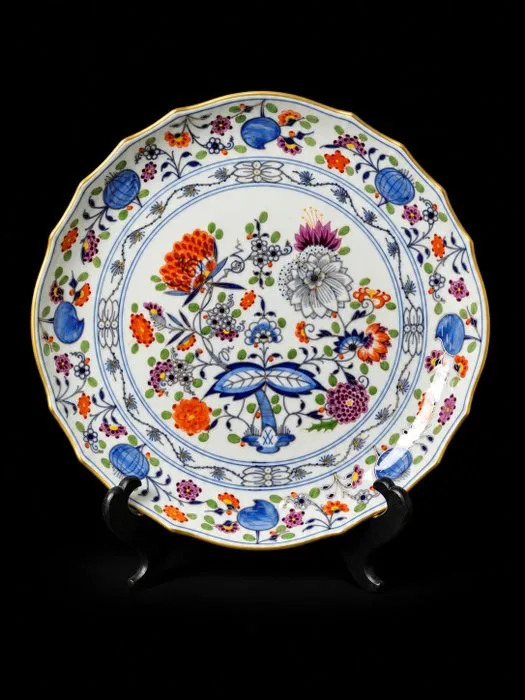 Meissen - Cipolla blu colorato - Piatto da portata D.28cm - XX secolo - Platter - Porcelain