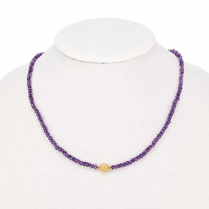 Necklace - 18 kt. Yellow gold Amethyst