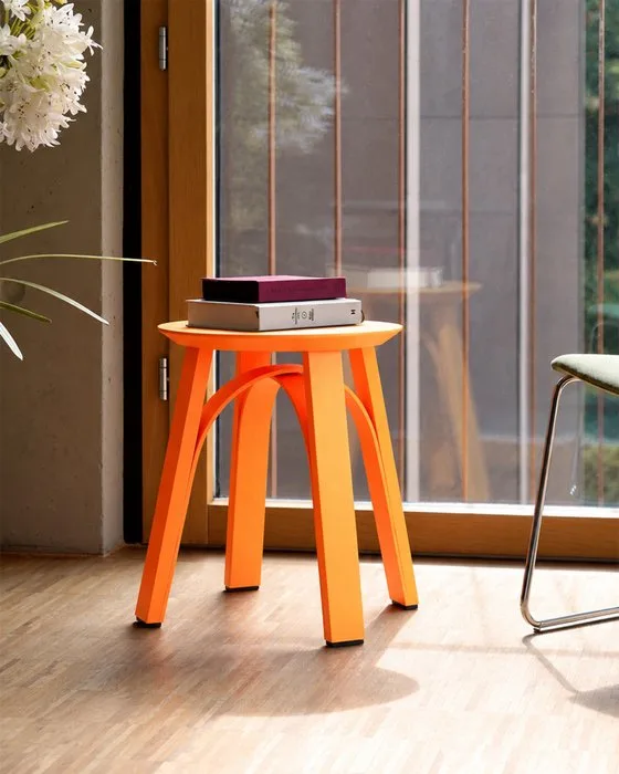 Johannes Hironimus - Stool - Ash, Lacquered, Luminous Orange
