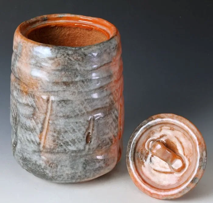Vase - Earthenware - Japan - Aka-raku Water Jar - Choraku Ogawa II (二代小川長楽) (1912-1991)