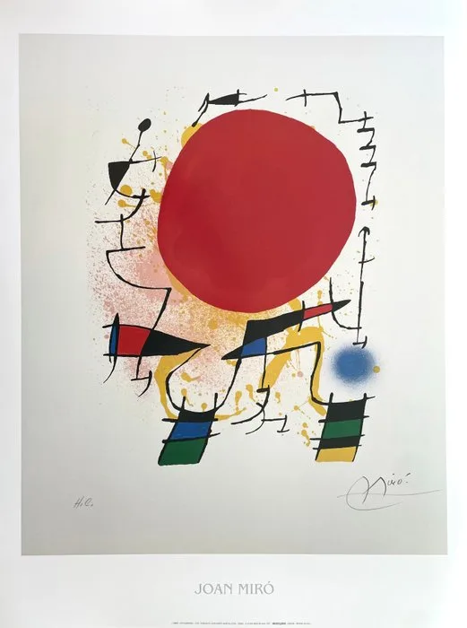Joan Miró (after) - Le Soleil Rouge - Offset Lithograph - 80x60 - M&S licensed print - 1997