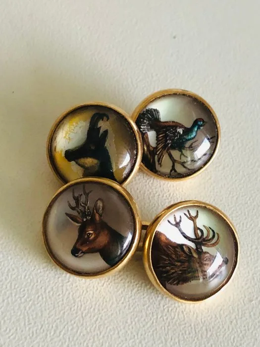Cufflinks - 18 kt. Yellow gold - Rock crystal on mother-of-pearl