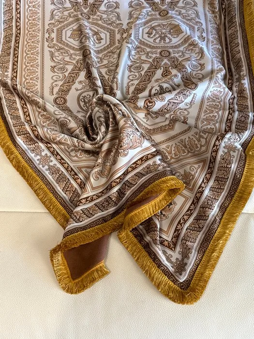 San Leucio - plaid cashmere silk neo-baroque golden tones - Throw - 195 cm - 95 cm