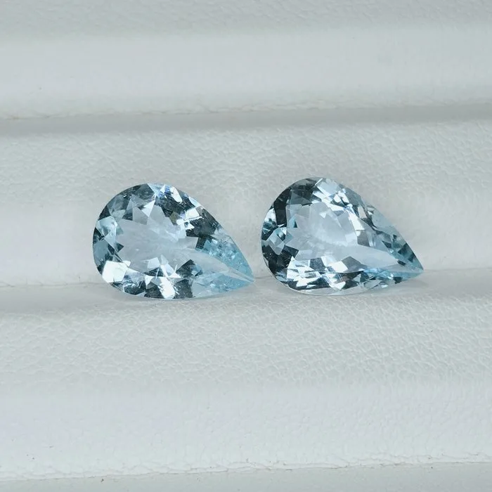 2 pcs Blue Aquamarine - 5.91 ct - Gemological Science International (GSI)
