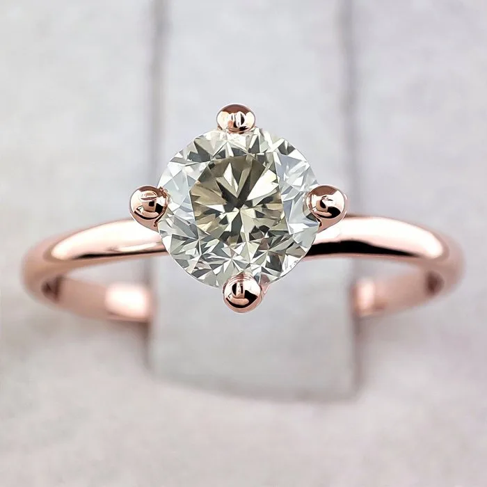 Ring - 14 kt. Rose gold - 1.00ct. tw. Diamond (Natural coloured) - IGI Certificate