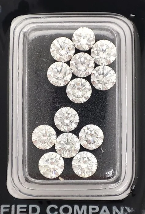 13 pcs Diamond (Natural) - 3.05 ct - Round - F, G - VS1, VVS1 - Gemmological Centre Israel (G.C.I.)
