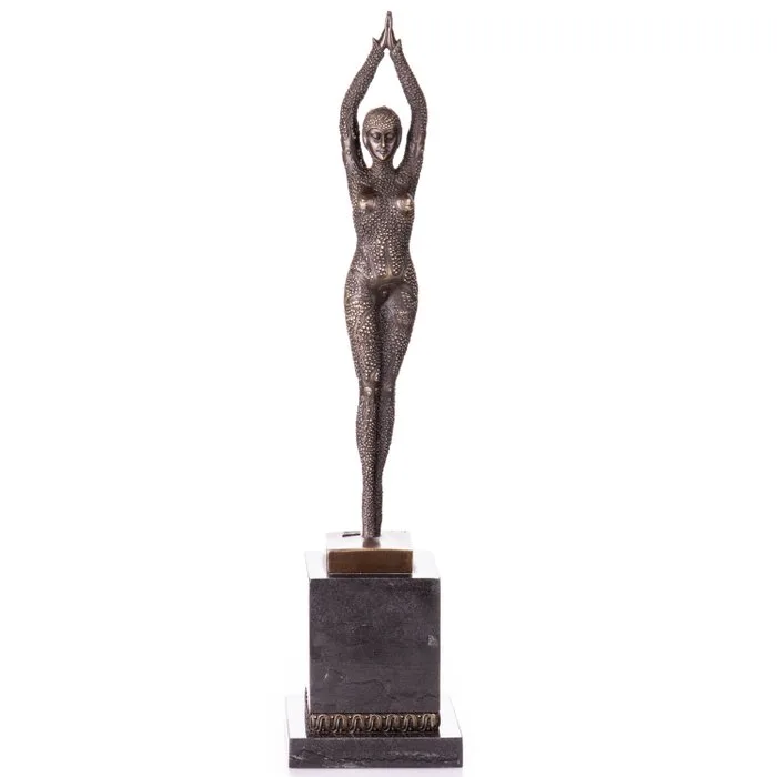 Figure - Art-Déco Bronzefigur Tänzerin „Starfish Dancer“ – nach D. H. Chiparus - Bronze, Marble