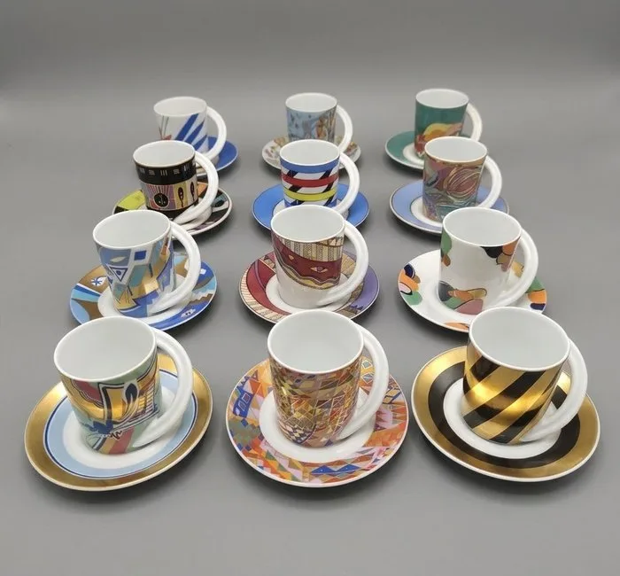 Rosenthal - Y. Galgon ​Jane Osborn-Smith ​R. M. Nairac ​Yang ​M. de Crousaz ​Kathy Still ​Michal - Coffee and tea service (12) - Studio-Linie Espresso-Sammeltasse - Hard porcelain - Rosenthal Studio-Line