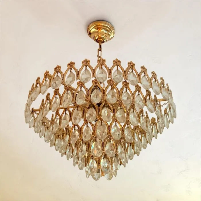 Hanging lamp - Brass, Crystal - Tear Spider