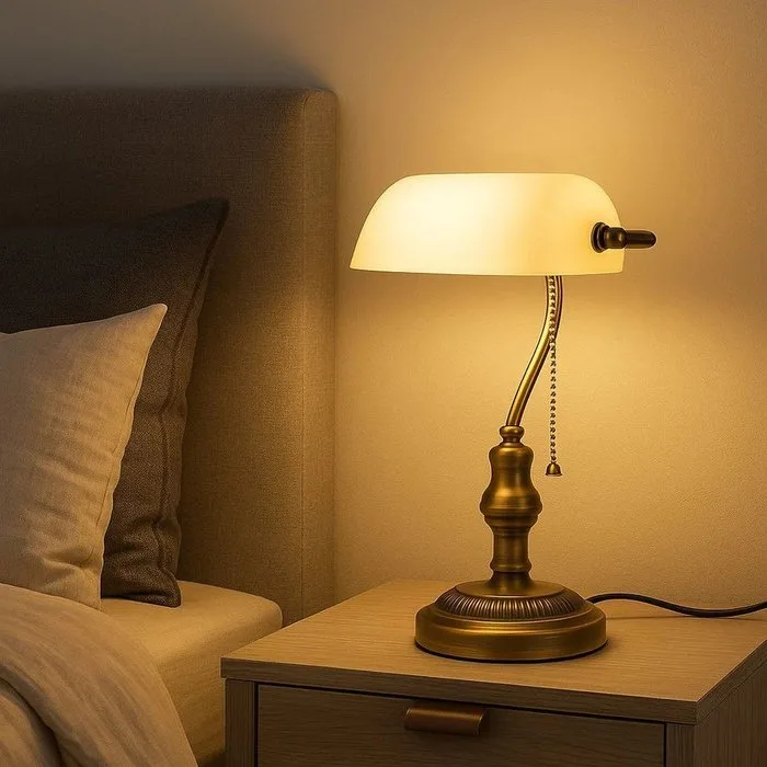 Desk lamp - banker, ministry - Metal, Glass - Notarial lamp banker